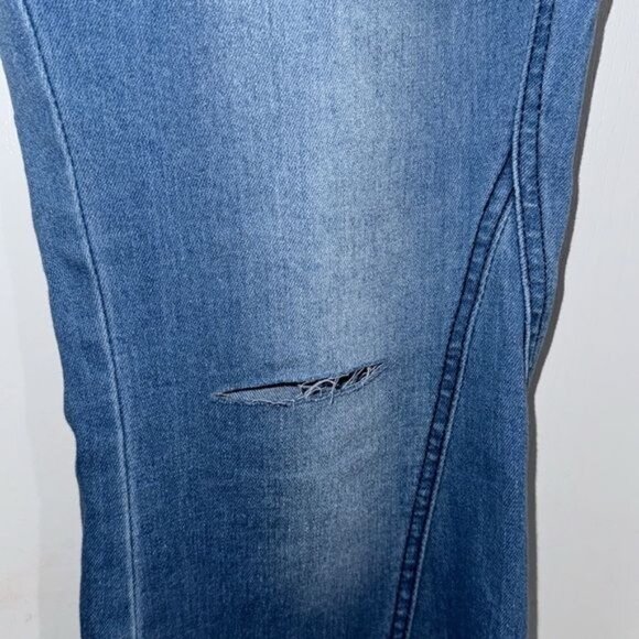 Womens XL Denim Bell-Bottom Jeans With Frayed Hem - Picture 5 of 13